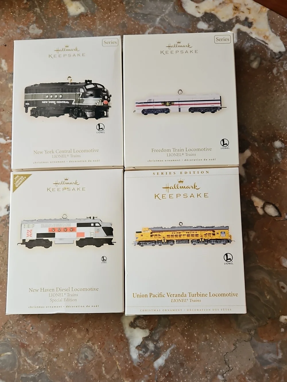 Vintage NWT 2000's Hallmark Lionel Train Ornaments Set Of Four
